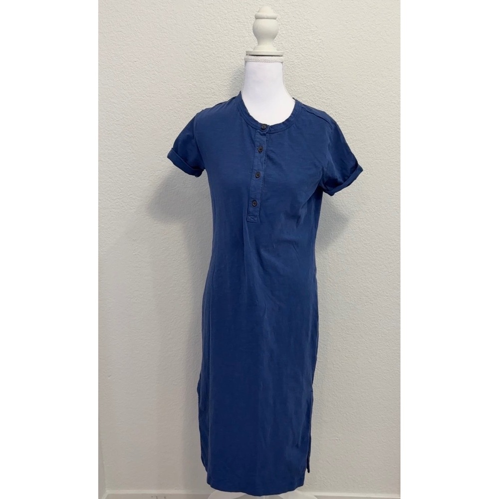 Old Navy Womens XS Blue Cotton Short Sleeve Henley Midi Dress